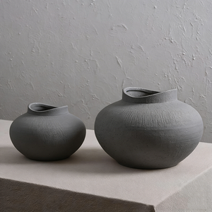 Vase de table en céramique rustique texturée, pot antique blanc, art déco, fait à la main, écologique, pot de fleurs pour mariage - Product Image 6