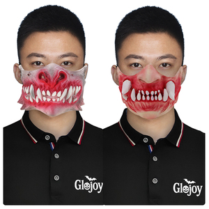 Masque en latex effrayant demi-visage, mâchoire de monstre d'horreur avec dents pour Halloween, maison hantée, escape room, costume personnalisé - Product Image 1