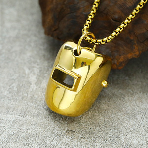 Vintage Wasserdichte Herren-Schmuckkette mit Kristall-Gesichtsmasken-Anhänger aus Schwarzgold-Edelstahl mit <span class=keywords><strong>Box</strong></span>-Kette - Product Image 2