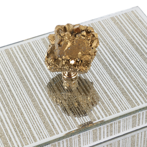 Scatola Decorativa Portaoggetti Moderna con Manico in Cristallo Dorato per Arredamento Casa, Ufficio, Bagno, Soggiorno - Product Image 5