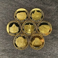 Colección de Monedas Conmemorativas Bañadas en Oro, Maravillas del Mundo, Set de 8 Monedas, Regalo de Recuerdo para Coleccionistas y Viajeros, Decoración para el Hogar