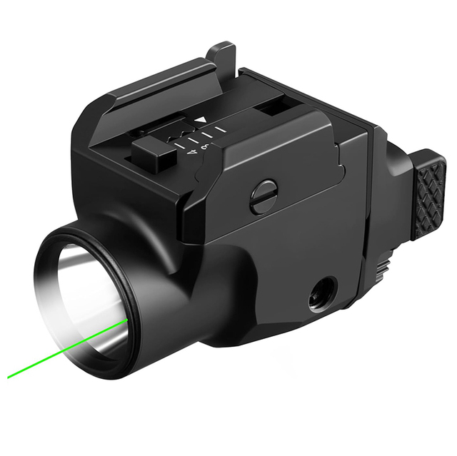 Compact Rechargeable USB-C Light Weight 5mw Tactical Green Laser Combo Flashlight