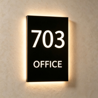 Plaque de porte lumineuse moderne, signalétique rétroéclairée par LED, numéro de chambre pour hôtels, appartements, bureaux, plaque de porte en acrylique