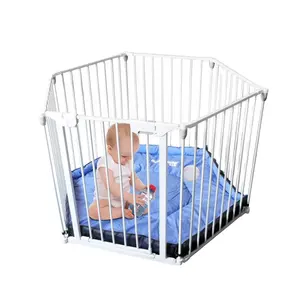 Playard จิตทนทานจากการเล่นของทารกที่มีเสื่อสีฟ้าสามารถเพิ่มชิ้นประตูอุปสรรคความปลอดภัยของเด็ก