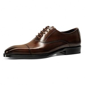 Men's Business Formal Oxford Shoes British Style <b>Toe</b> Three-<b>Cap</b> <b>Toe</b> Lace-Up Closure Breathable Anti-Slip Light Weight Dress - Product Image 3