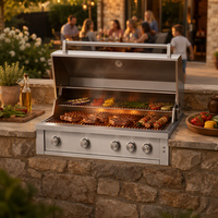 Barbecue à gaz en acier inoxydable de qualité supérieure de 42 pouces pour les fêtes, cuisine extérieure de luxe, 4 brûleurs, grill infrarouge intégré