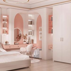 Armario de Dormitorio Moderno de Estilo Medieval Antiguo, Plegable, Extensible, Ecológico, de MDF Rosa, Mueble de Almacenamiento para Sala de Estar - Product Image 5