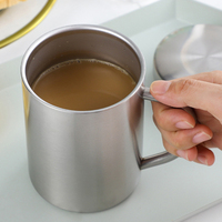Mug à café en métal à double paroi isolé, personnalisable en gros, respectueux de l'environnement, en acier inoxydable 304, avec couvercle