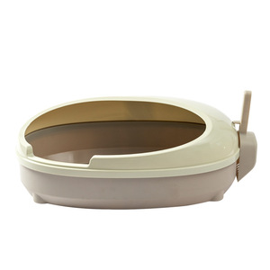 <b>Extra</b>-<b>large</b> semi-enclosed cat litter <b>box</b>, plastic pet cleaning basin with high rim to prevent splashing. - Product Image 4