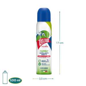 Spray Repellente per Insetti Zanzaux Family, Protezione 5 Ore, Non Irritante, Prodotto in Italia - Product Image 2
