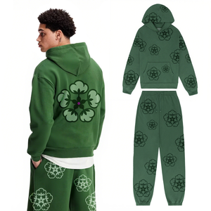 Conjunto de Sudadera con Capucha Extra Grande de Algodón Grueso Unisex y Pantalones Jogger, Ropa Deportiva Informal de Estilo Americano para Otoño e Invierno - Product Image 3