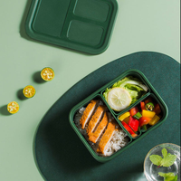 Boîte à lunch empilable de qualité alimentaire avec 4 compartiments, capacité de 400 ml, gris clair, anti-fuite, fermeture à 4 points W-Sealed
