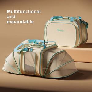 Sac de transport pliable grande capacité léger et portable pour chat et <span class=keywords><strong>petit</strong></span> chien, design valise-chariot à 2 roues, à porter à la main ou en bandoulière - Product Image 4