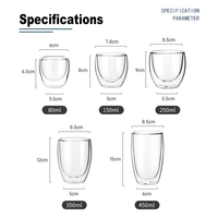 Tasses à café en verre transparentes promotionnelles en gros avec logo Cadeau créatif Tasses à café réutilisables à double paroi Logo personnalisé