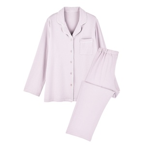 Pyjamas en coton mélangé modal de haute qualité, vente en gros, design simple, ensembles de vêtements de maison pour femmes et hommes, respirants, manches longues, 2 - Product Image 6