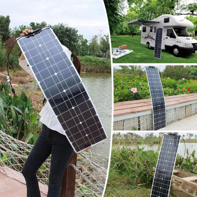 80W Semi Flexible Monocrystalline Solar Panel 23% High Efficiency 12V/18V Off Grid Flexible Solar Panel for RV Boat Camping