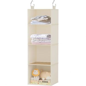 Organizador de Armario Colgante, Estantes de Almacenamiento Colgantes de 4 Niveles, Tela No Tejida con Ganchos Metálicos Resistentes para Organizar Ropa - Product Image 1