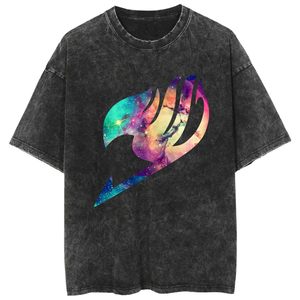 T-shirt vintage délavé, Anime <span class=keywords><strong>Fairy</strong></span> <span class=keywords><strong>Tail</strong></span>, T-shirt décontracté en coton à manches courtes pour hommes et femmes - Product Image 3