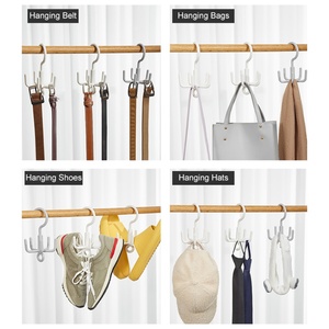 Creative Multi Functional <b>Wardrobe</b> Hooks Plastic Rotating 5 Claws Bag Hanger Clothes Hats Hook Belt Tie Rack - Product Image 4