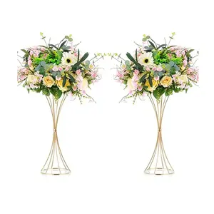 Centro de Mesa Geométrico Floral de Metal Dorado Moderno, Ecológico y Duradero, Decoración para Mesa de Bodas, Eventos y Fiestas - Product Image 2