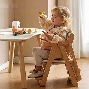 Chaise haute en bois pour bébé, chaise haute pour nourrissons, chaise haute en bois massif, chaise haute pliable pour bébés - Product Image 4