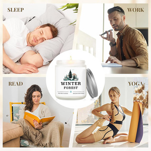 <span class=keywords><strong>Bougie</strong></span> parfumée en pot Mason blanc de 7 oz avec logo personnalisé, couvercle en métal argenté, cire de soja, parfum Forêt d'hiver, décoration de maison <span class=keywords><strong>pour</strong></span> les fêtes - Product Image 2