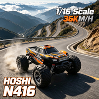 Voiture de course RC HOSHI N416 à l'échelle 1/16 avec une vitesse rapide de 36 km/h, une portée de 100 m, un moteur à balais, une transmission 4 roues motrices, idéale pour un cadeau de Noël
