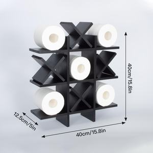 टिक टैक टो टॉयलेट पेपर धारक लकड़ी के एक्स के साथ खड़ा, फार्महाउस देहाती दीवार पर घुड़सवार शौचालय कागजात भंडारण आयोजक शेल्फ के साथ भंडारण आयोजक - Product Image 5