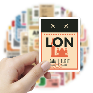 50pcs/<strong>bag</strong> Retro Traffic Stub Stickers Custom logo Waterproof Journal Sticker <strong>Laptop</strong> Wall Decorative PVC air Ticket Stickers Book - Product Image 6