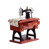 Petite machine à coudre en plastique, boîte à musique, ornements rétro de simulation, cadeaux créatifs, transfrontalier