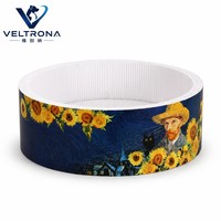 Arbre à chat rond en toile à motif floral, design antidérapant et durable, avec coussin remplaçable, pour usage intérieur