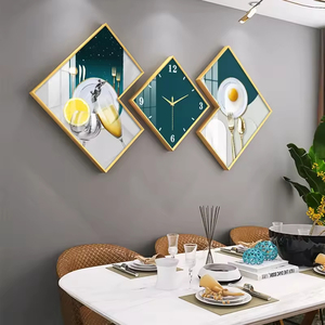 Tableau abstrait en porcelaine cristalline avec horloge, cadre luxueux et atmosphérique, décoration murale pour <span class=keywords><strong>salle</strong></span> à <span class=keywords><strong>manger</strong></span>, décoration intérieure. - Product Image 5