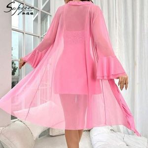 Sfy4104 Nueva Lencería Sexy para Citas Íntimas, Vestido Sensual de Encaje con Tirantes, Camisón Transparente de Malla para Mujer - Product Image 5