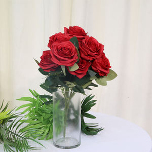 LFR081 vente en gros <span class=keywords><strong>pas</strong></span> <span class=keywords><strong>cher</strong></span> prix Couleur rouge Soie Rose Fleurs Bouquets de mariage Artificielle <span class=keywords><strong>Buisson</strong></span> de fleurs - Product Image 2
