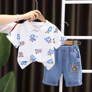 2025 nuovo Kidsren Casual estivo a maniche corte da <span class=keywords><strong>ragazzo</strong></span> con risvolto completo stampato abbigliamento per neonati alla moda - Product Image 4