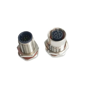 Connecteur d'alimentation à bride mâle/femelle 12 broches/12 cœurs, série M12, boîtier en acier inoxydable étanche IP67, contact en cuivre - Product Image 4