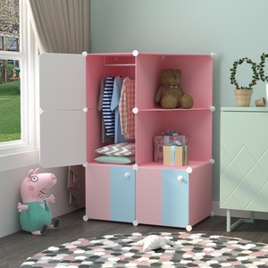 <span class=keywords><strong>4</strong></span> porte rosa e blu semplice armadietto di plastica <span class=keywords><strong>per</strong></span> bambini giocattolo - Product Image 1