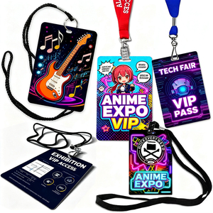 Custom Logo Full Color Event Badges Pvc Pass Id Card Lanyard With Custom Size Vip Passes
