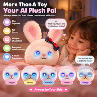Peluche interactive interactive avec fonction vocale, adorable lapin compagnon apaisant avec veilleuse douce et lumineuse, cadeau éducatif pour enfants