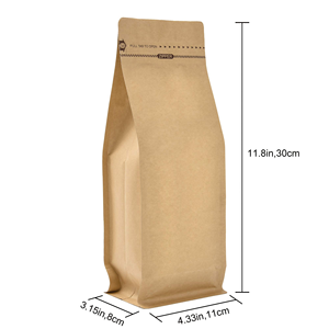 Papel Kraft con logotipo personalizado con cremallera de válvula, bolsas de frijoles de pie, bolsa de café para embalaje lateral inferior - Product Image 2