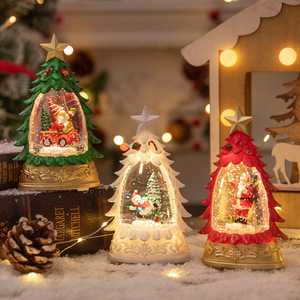 Dropshipping Shopify Christmas Tree Snow Globe With Lights <b>Glitter</b> Waterless Tabletop Decor Night Light - Product Image 3