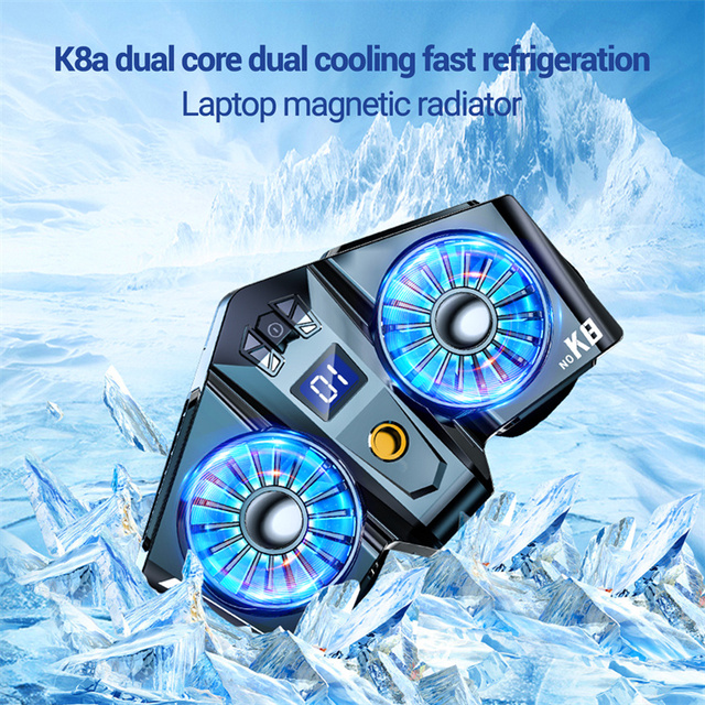 Phone Cool Heat Sink K8A Magnetic Radiator Dual Cooling Fan Cooler Semiconductor Mobile Phone Radiator for Phone Tablet iPad