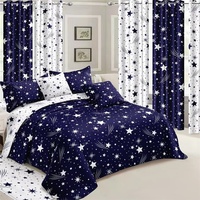 Collection de literie de luxe en gros, design 6 pièces, ensemble de draps, housse de couette et rideaux assortis