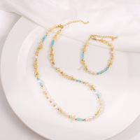 Collier et bracelet en citrine naturelle et perles d'eau douce, chaîne ajustable, bijoux de luxe pour tenue quotidienne, rendez-vous galants, décontractée et élégante