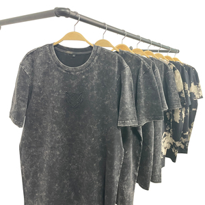 OEM Wholesale Heavyweight Tshirt Sun Faded <b>Black</b> Oversized T-shirt <b>Men</b> Acid Wash Vintage Custom T Shirt - Product Image 1