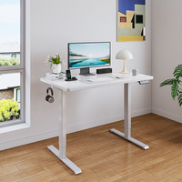 Bureau debout électrique moderne blanc à hauteur réglable, moteur simple, structure métallique, conversion modulaire pour bureau, plateau en bois