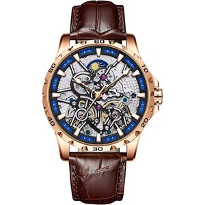 Envío Directo: Reloj de Pulsera Casual para Hombre AILANG, Mecánico Automático con Tourbillon, Esfera Esqueletizada, Correa de Cuero, Resistente al Agua - Product Image 4