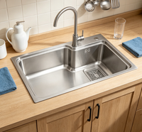 Évier de cuisine professionnel en acier inoxydable 304, simple bac, à encastrer sous plan, finition brillante, fait main, avec rebord, rectangulaire, moderne, garantie 5 ans
