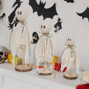 Halloween Ghost Figurines Set Wooden <b>Stand</b> Indoor Decoration For Halloween Party Decorations - Product Image 2