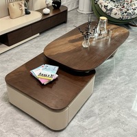 Grande table basse télescopique rectangulaire en bois rustique moderne Meuble TV gigogne en pierre de marbre unique pour le salon